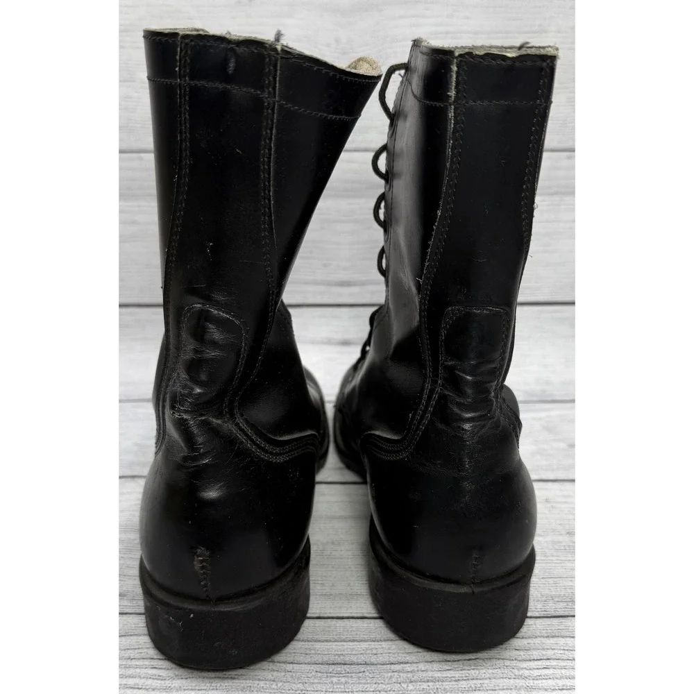 Vintage 1977 Genesco Black Leather Combat‎ Boots Military Lace Up 8.5R Mens